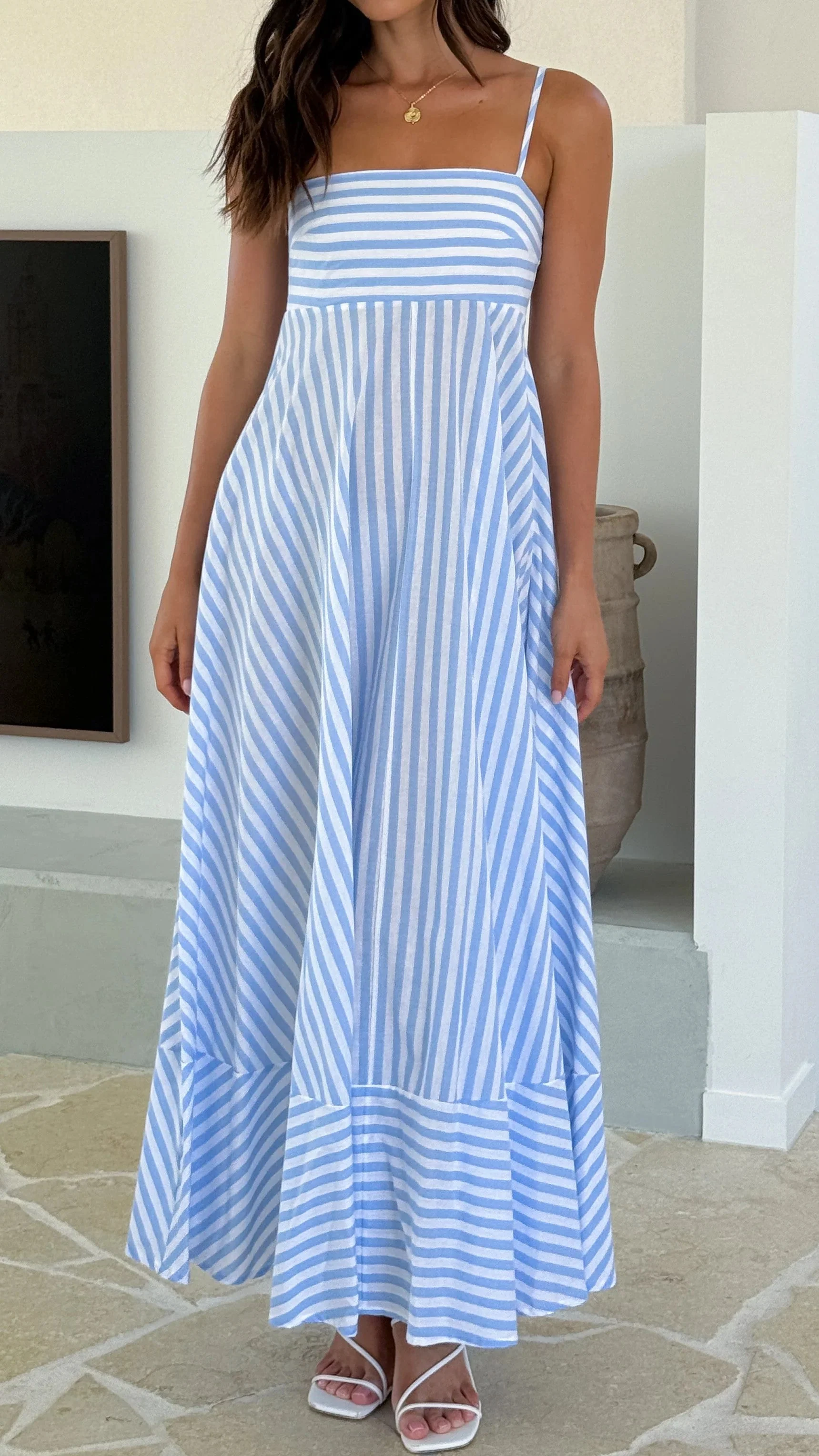 Kaethe Maxi Dress - Baby Blue Stripe