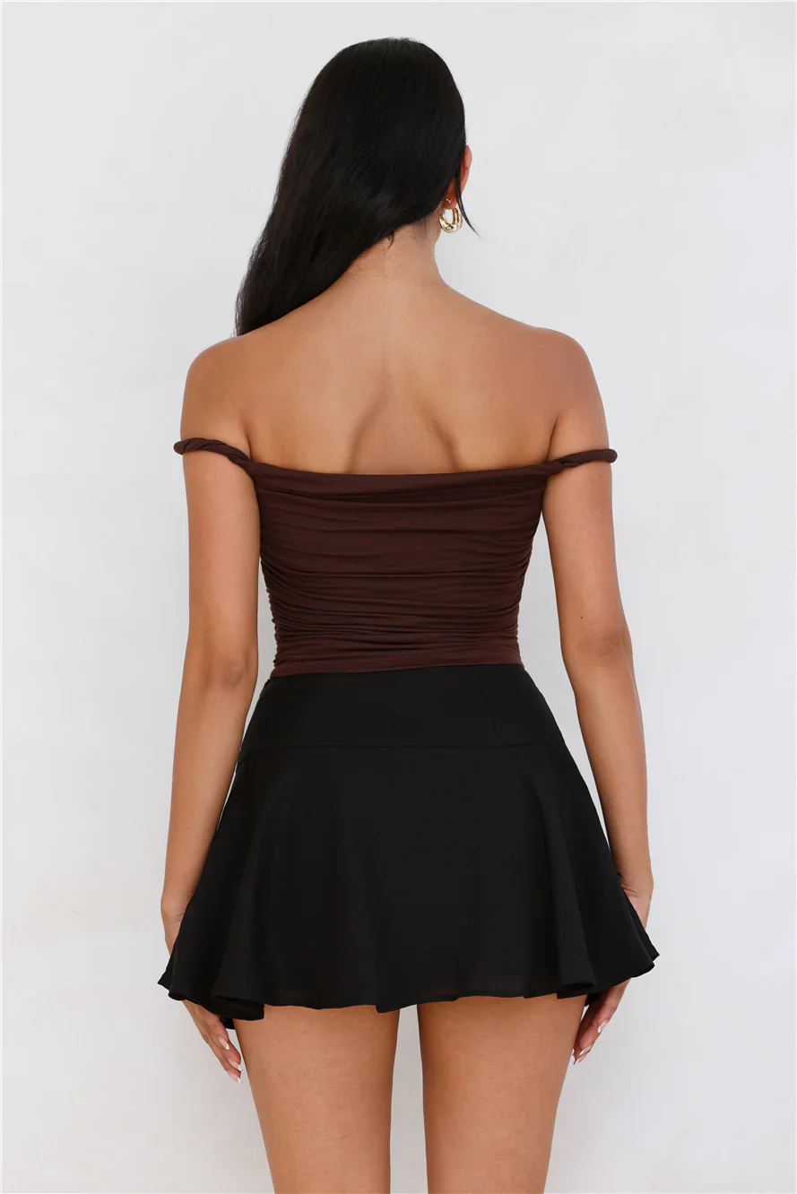 Key Piece Off Shoulder Top Brown