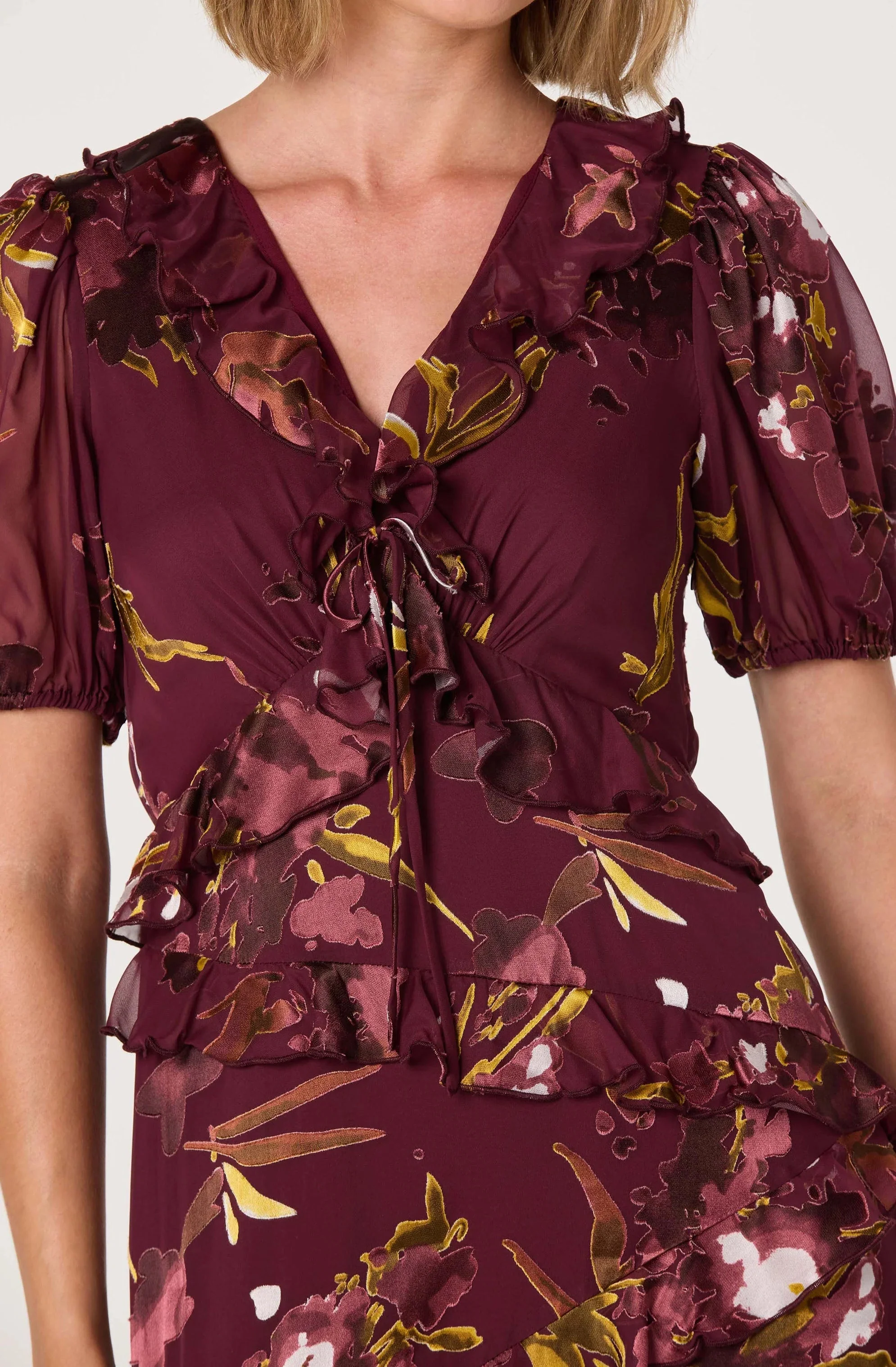 Bennet Ruffle Trim Midi Dress