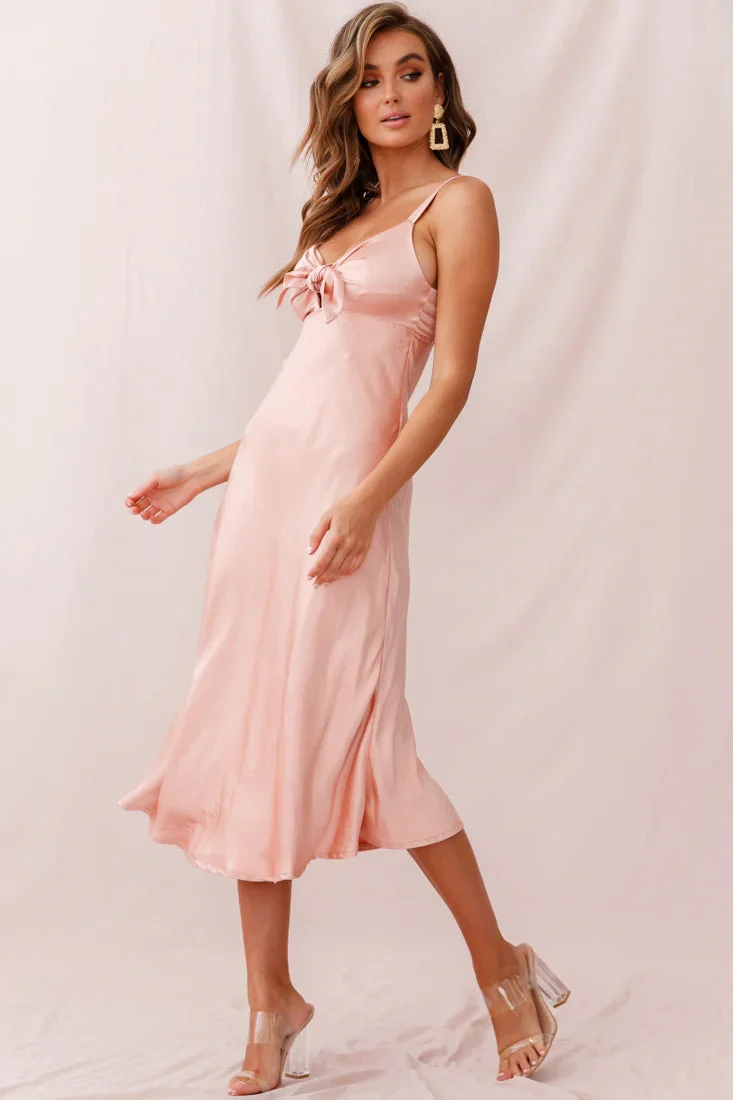 Perfect Day Satin Midi Dress Blush