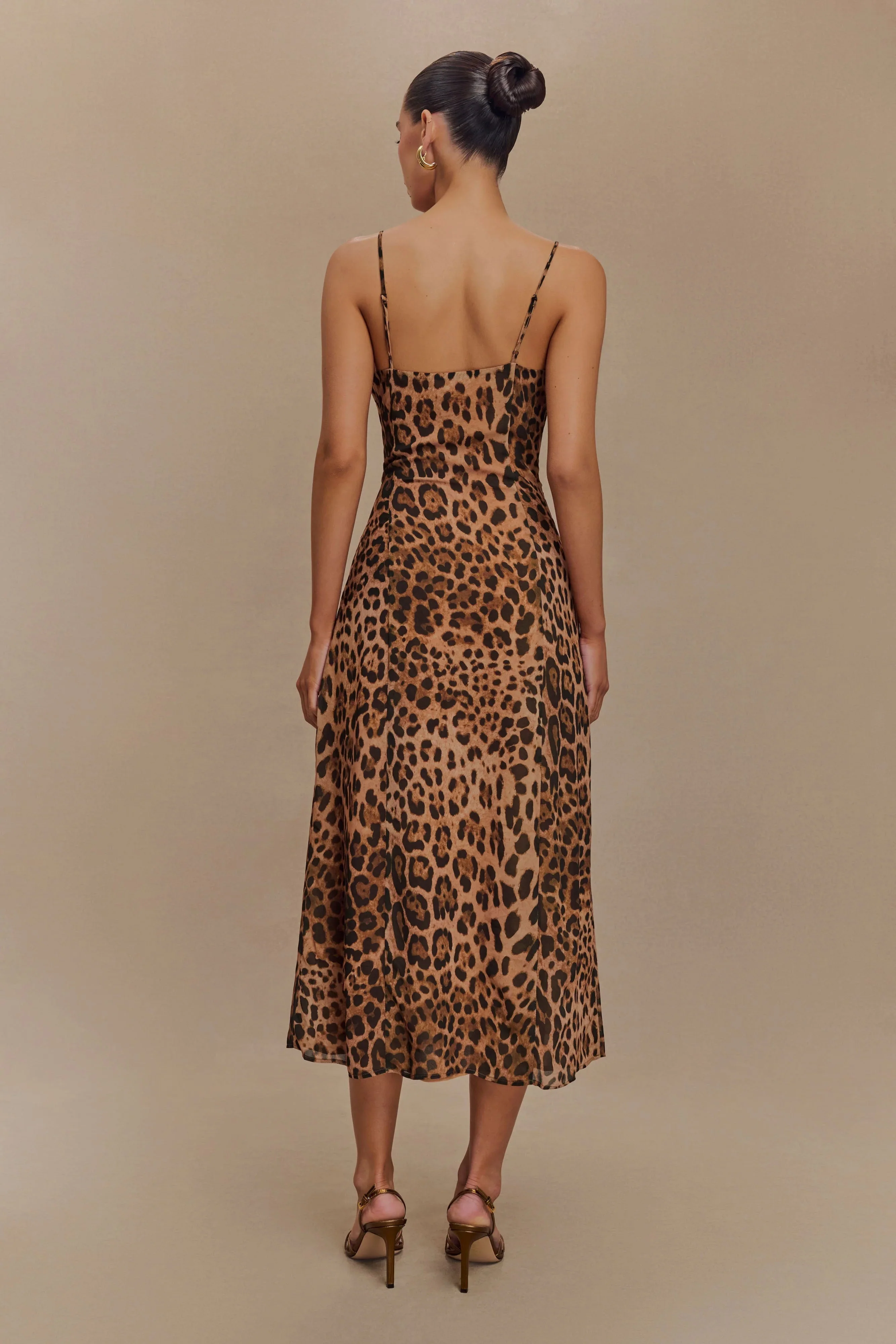 Leanne Chiffon Midi Dress - Leopard Print