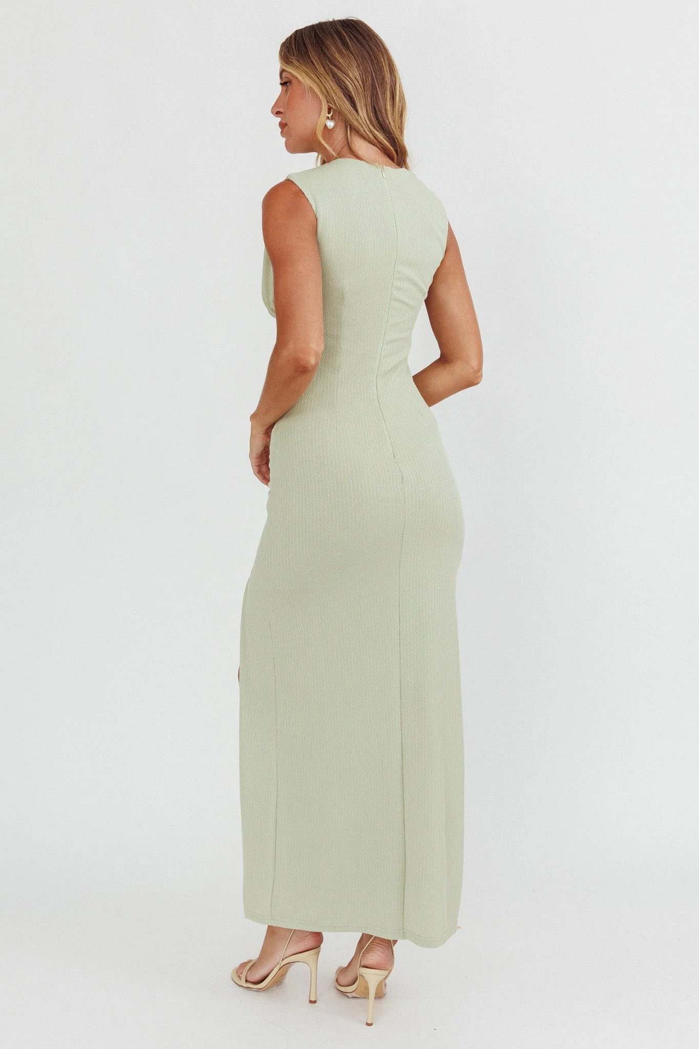 Daleela Asymmetric Neckline Maxi Dress Sage