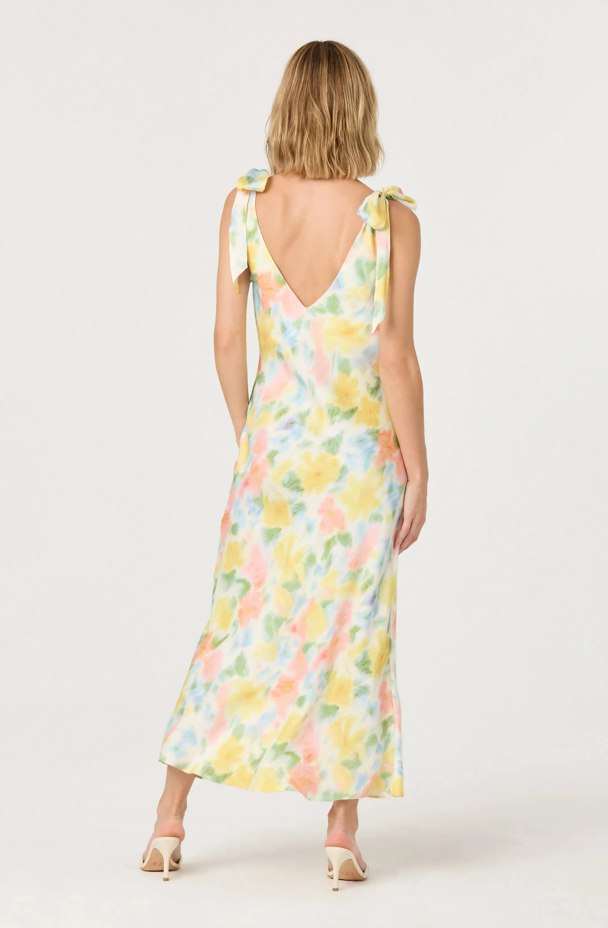 Allexina Satin Cowl Neck Midi Dress