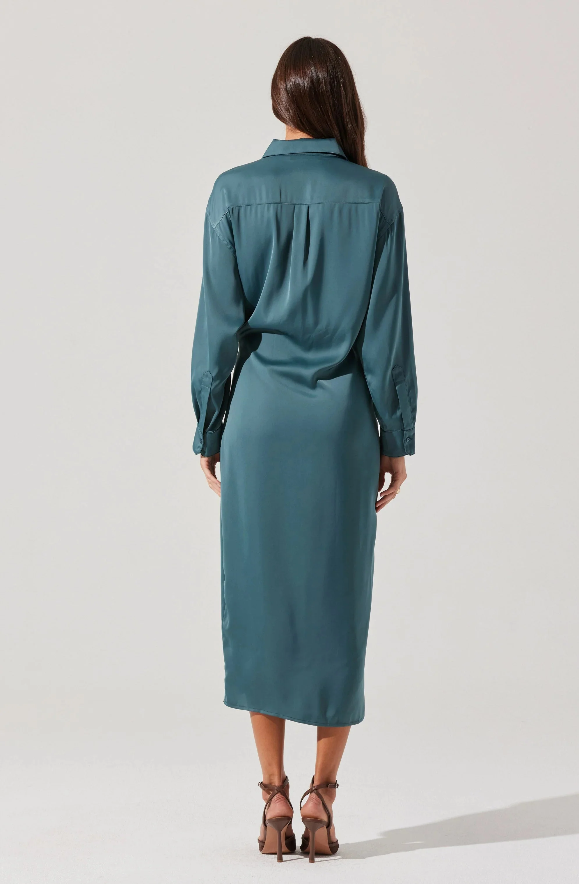 Ira Satin Wrap Shirt Dress