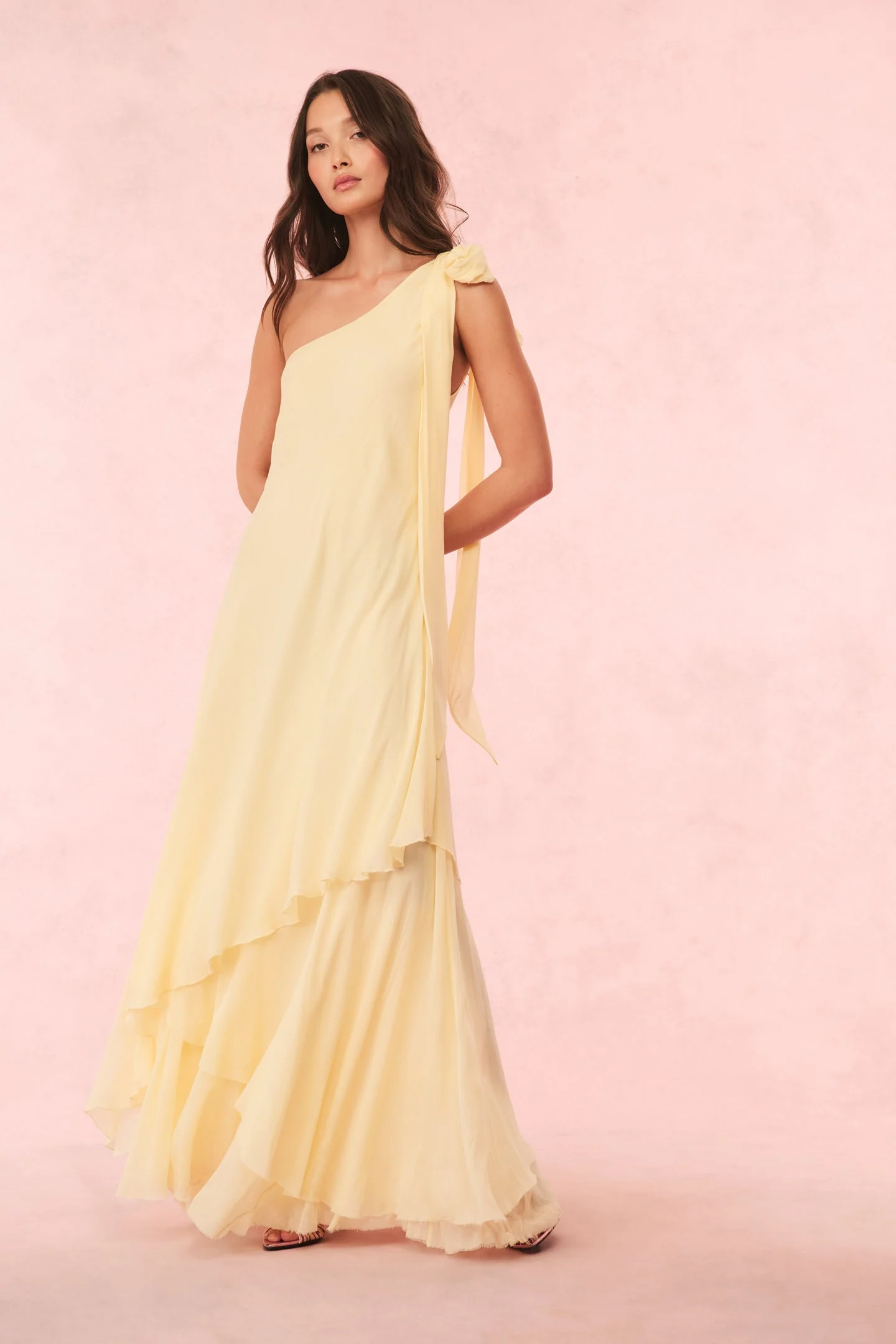 Alliara Chiffon One-Shoulder Gown