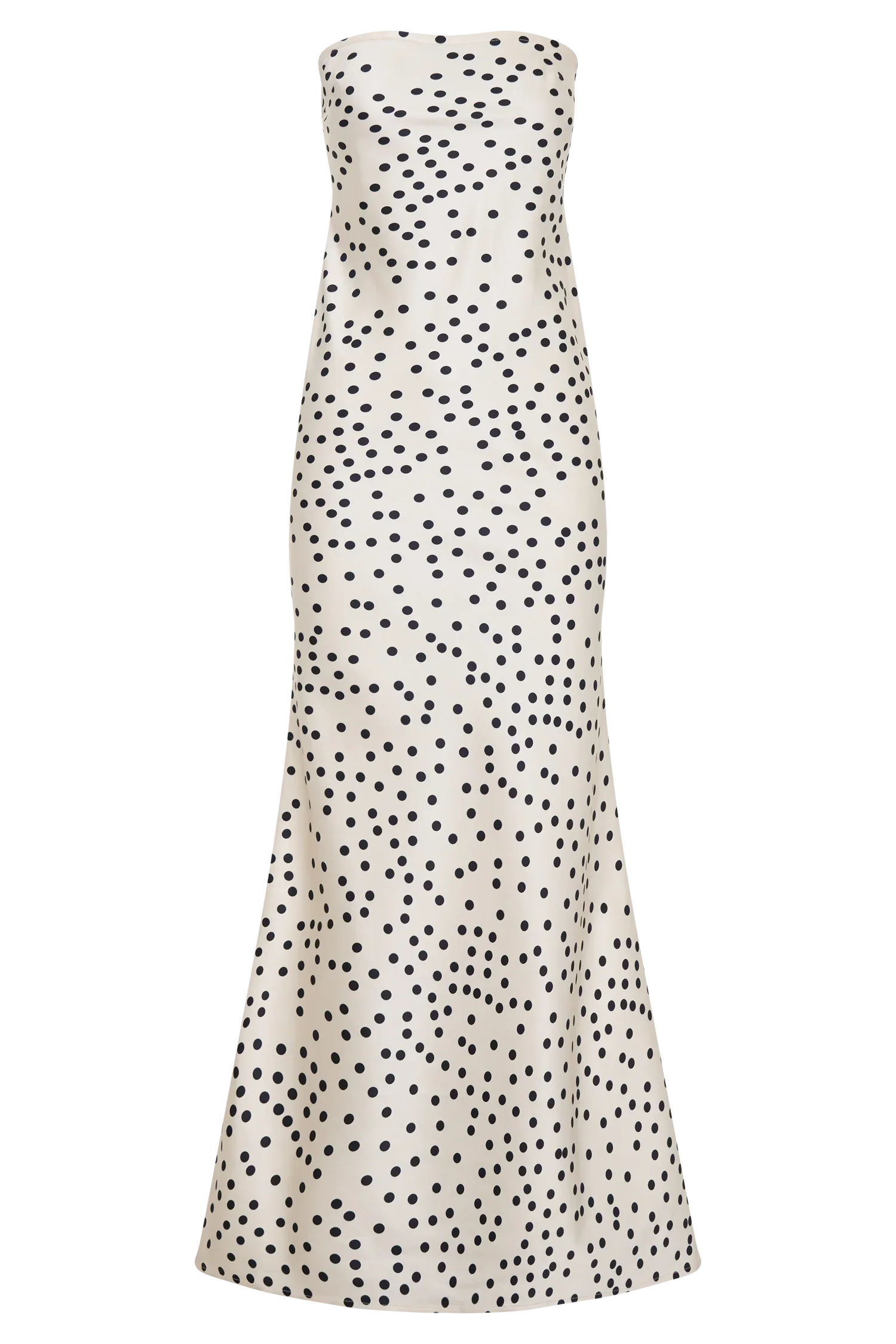 Claudette Strapless Satin Maxi Dress - Polka Dot Print