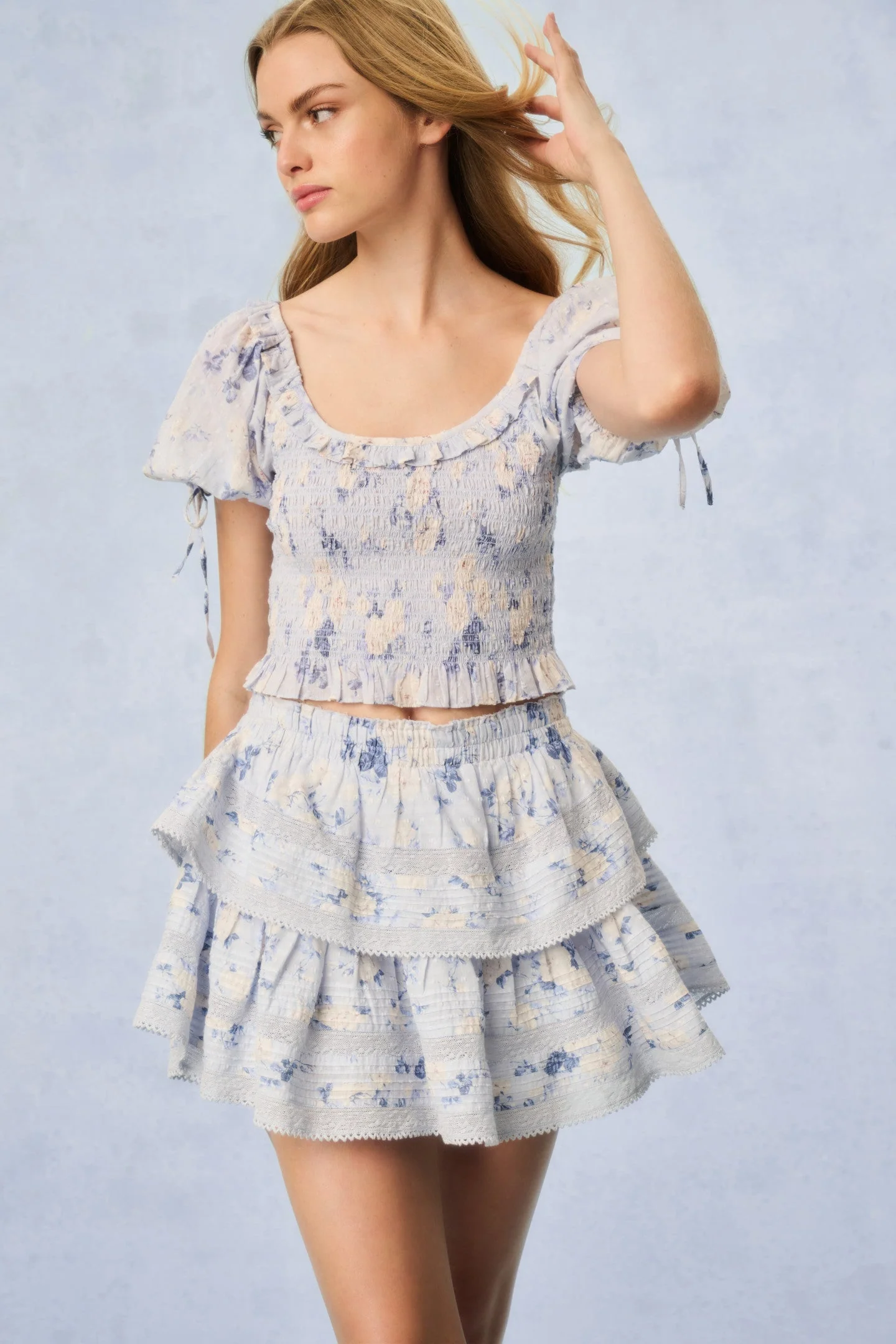 Molly Fragrance Print Top - WHISPER BLUE