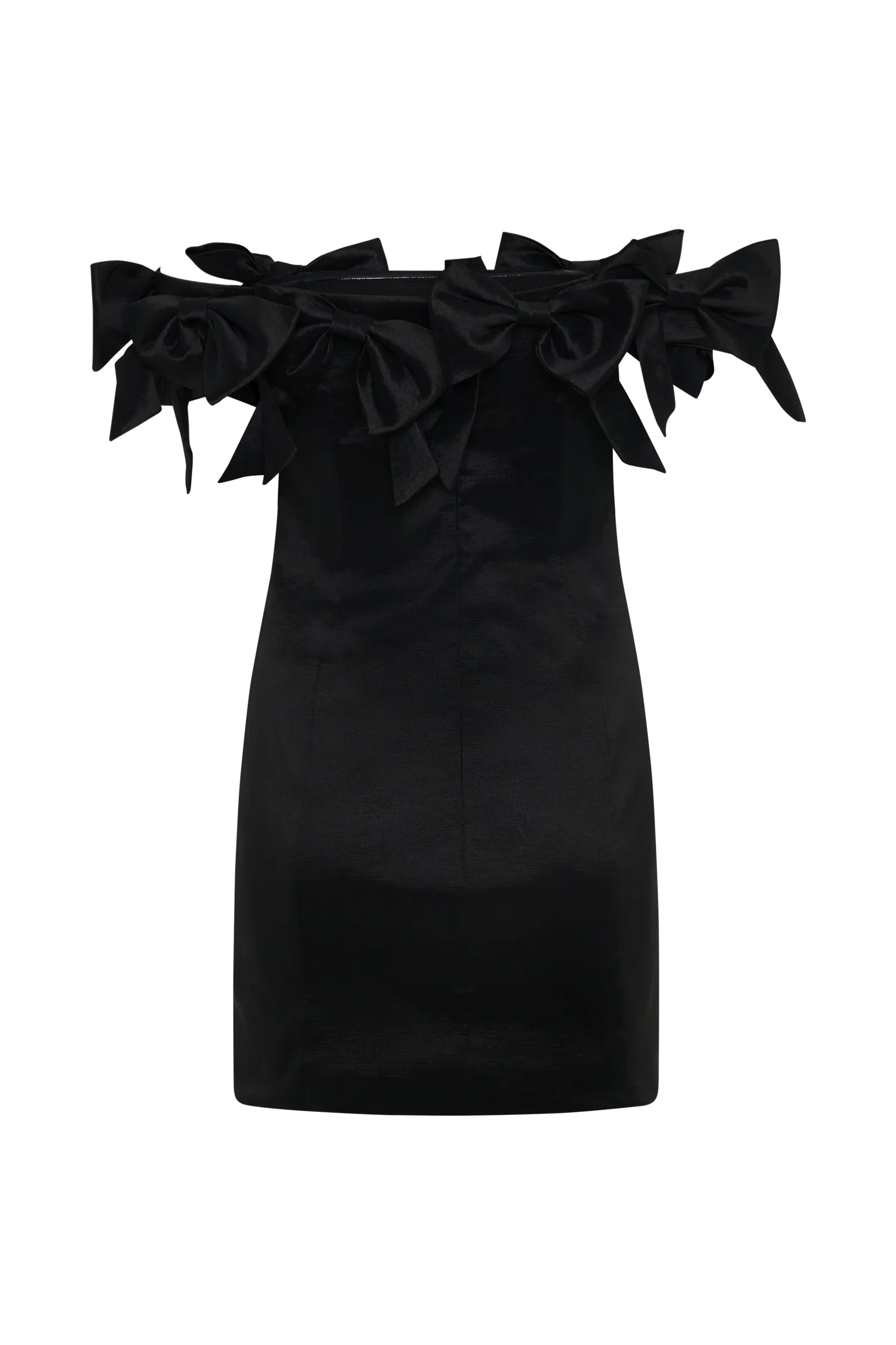 Rose Strapless Bow Mini Dress - Black