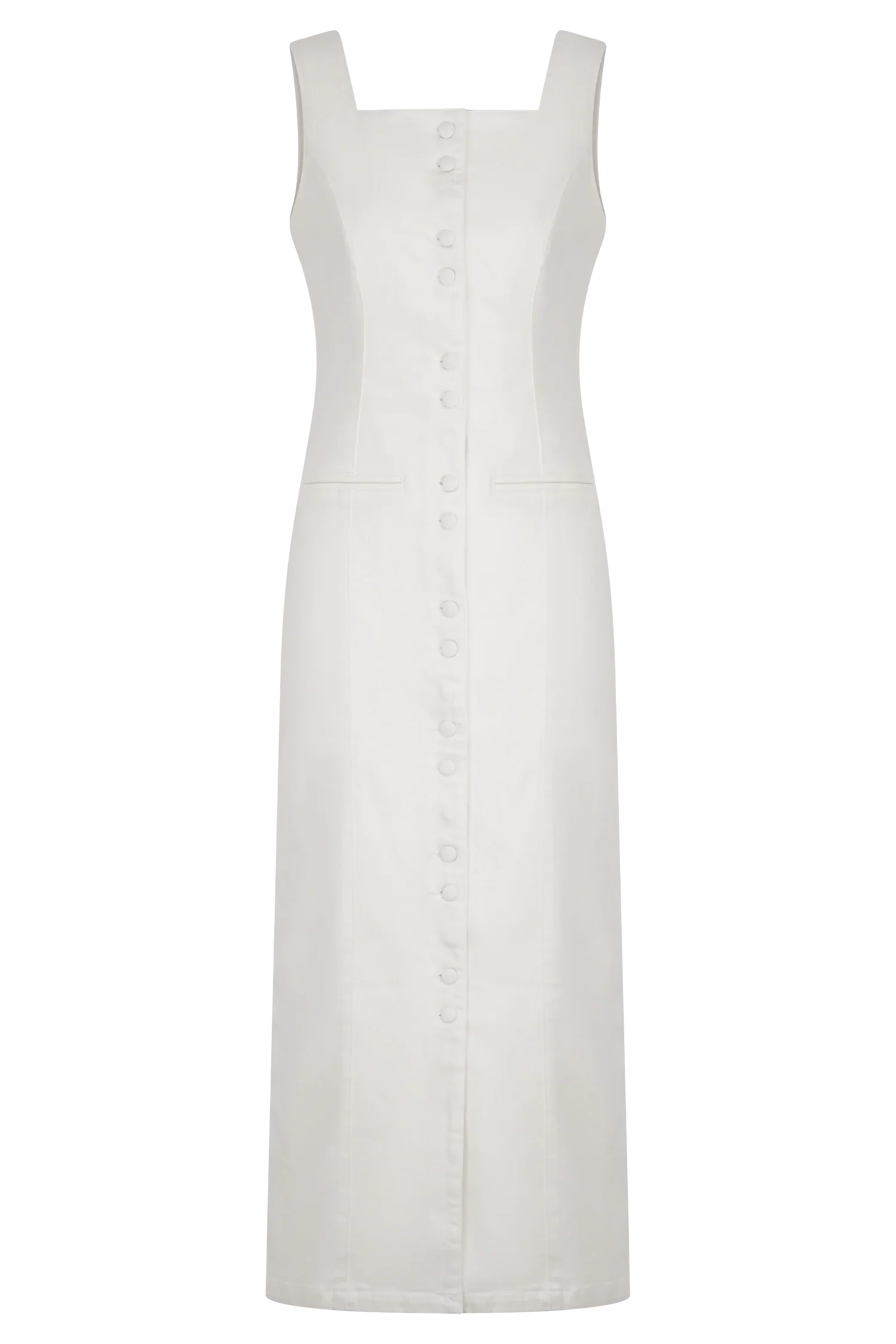 Reyna Denim Midi Dress - White