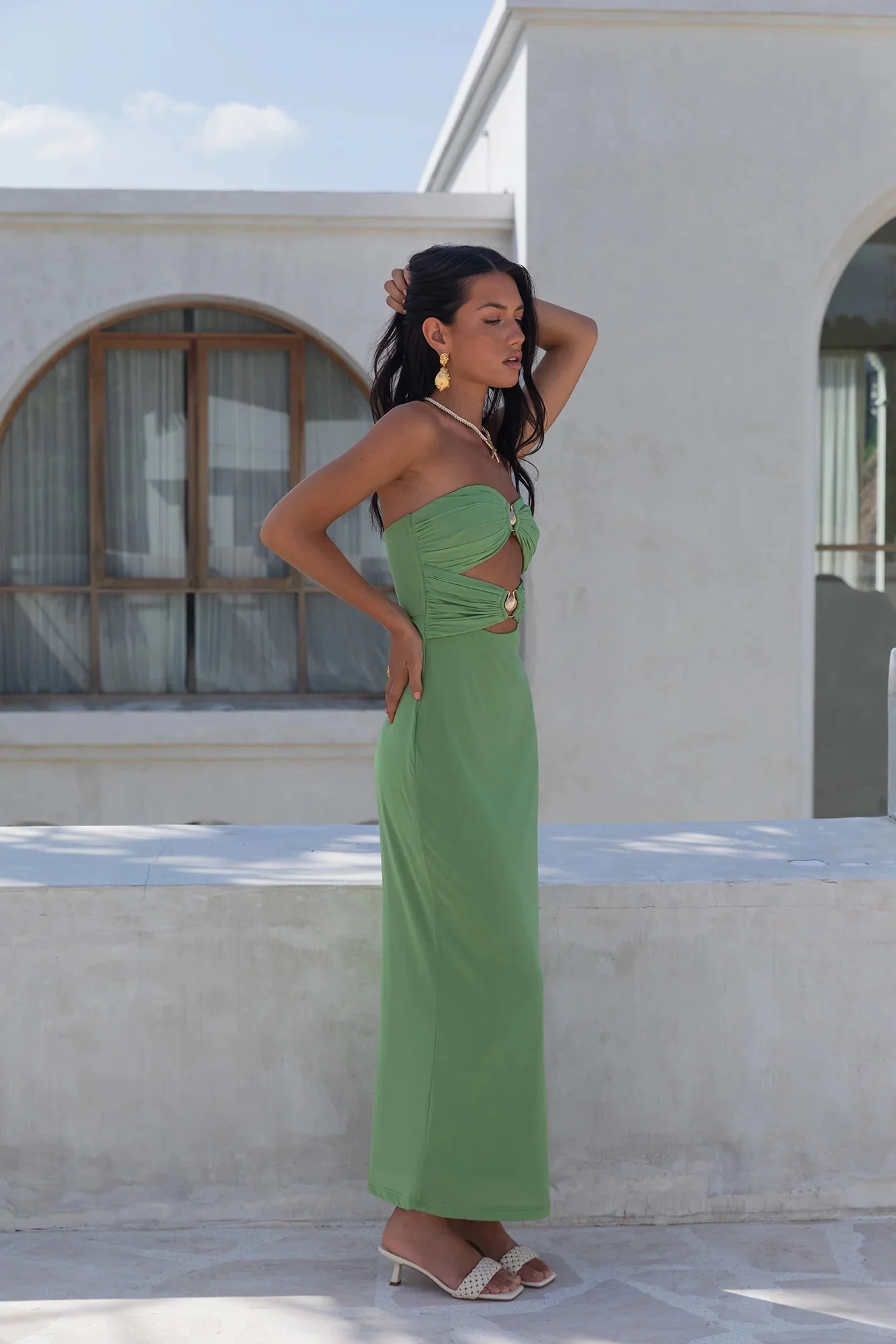 Jovi Strapless Maxi Dress Green