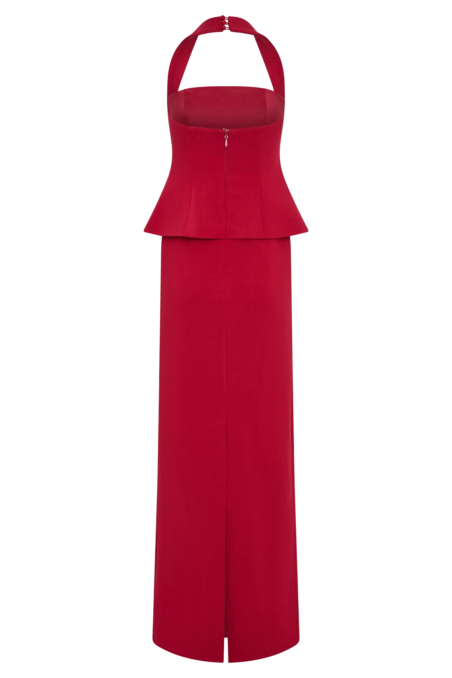 Bertie Peplum Halter Maxi Dress - Ruby