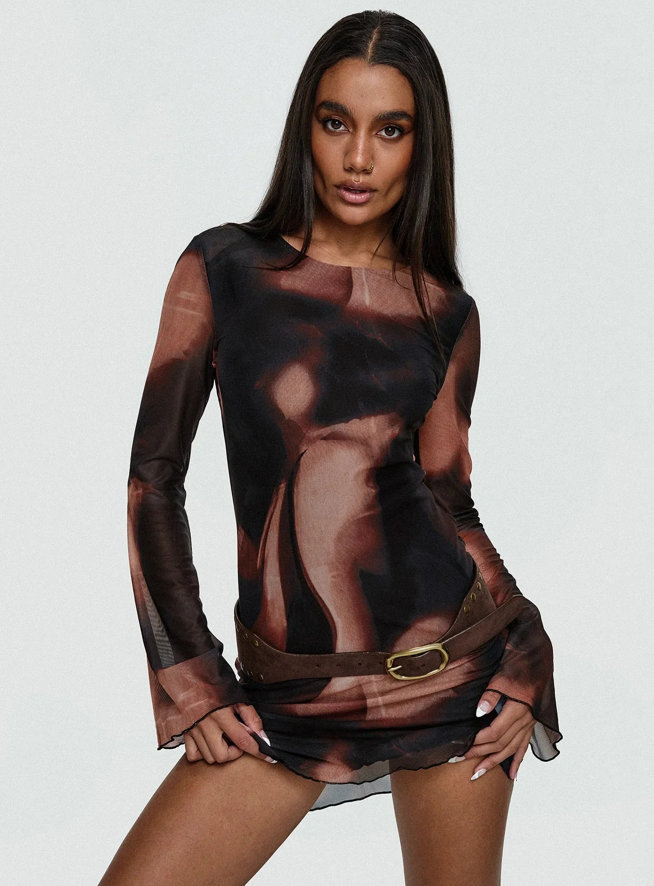Nyxia Long Sleeve Mini Dress Multi