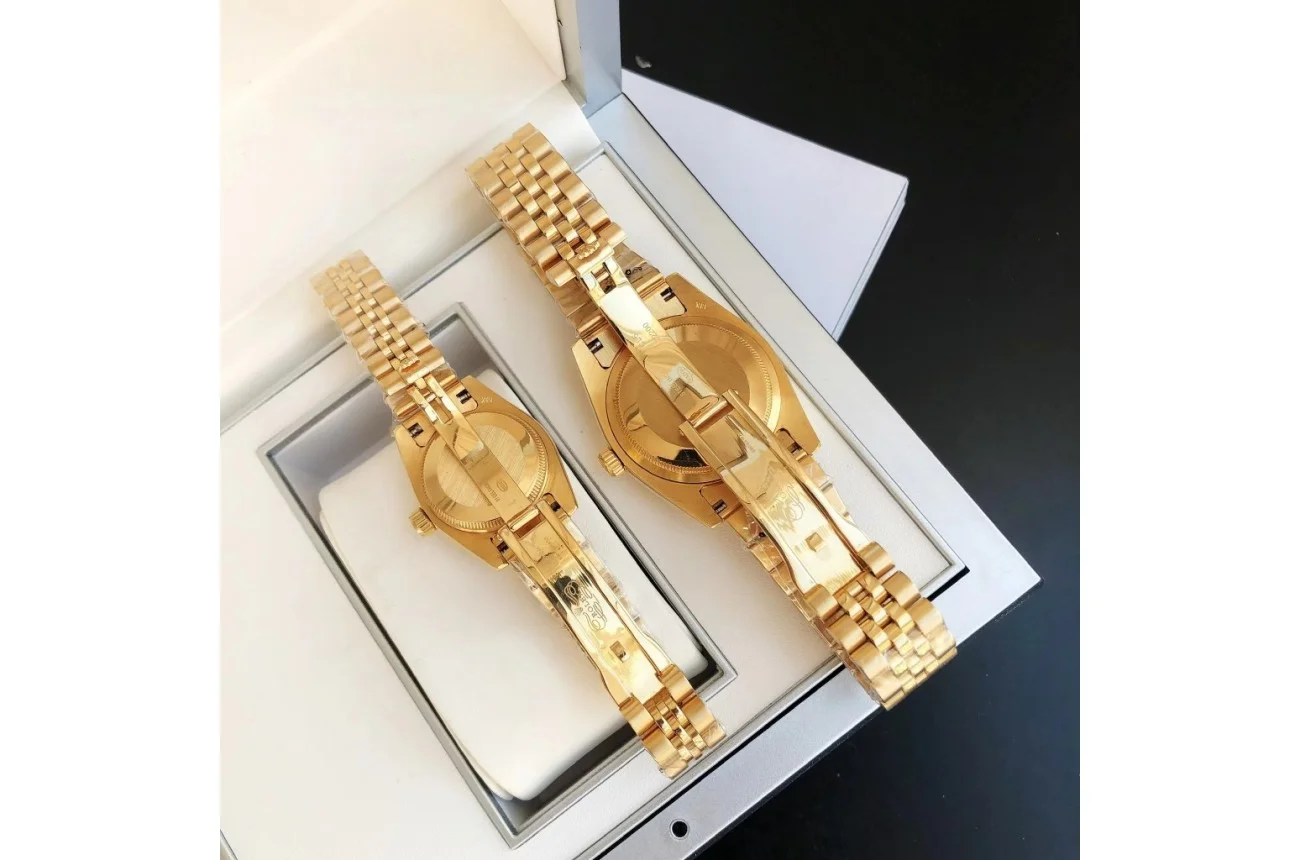 Couple Watches Rolex Datejust 36/28mm RG/RG Jub Black/Dial - Bestter Watches