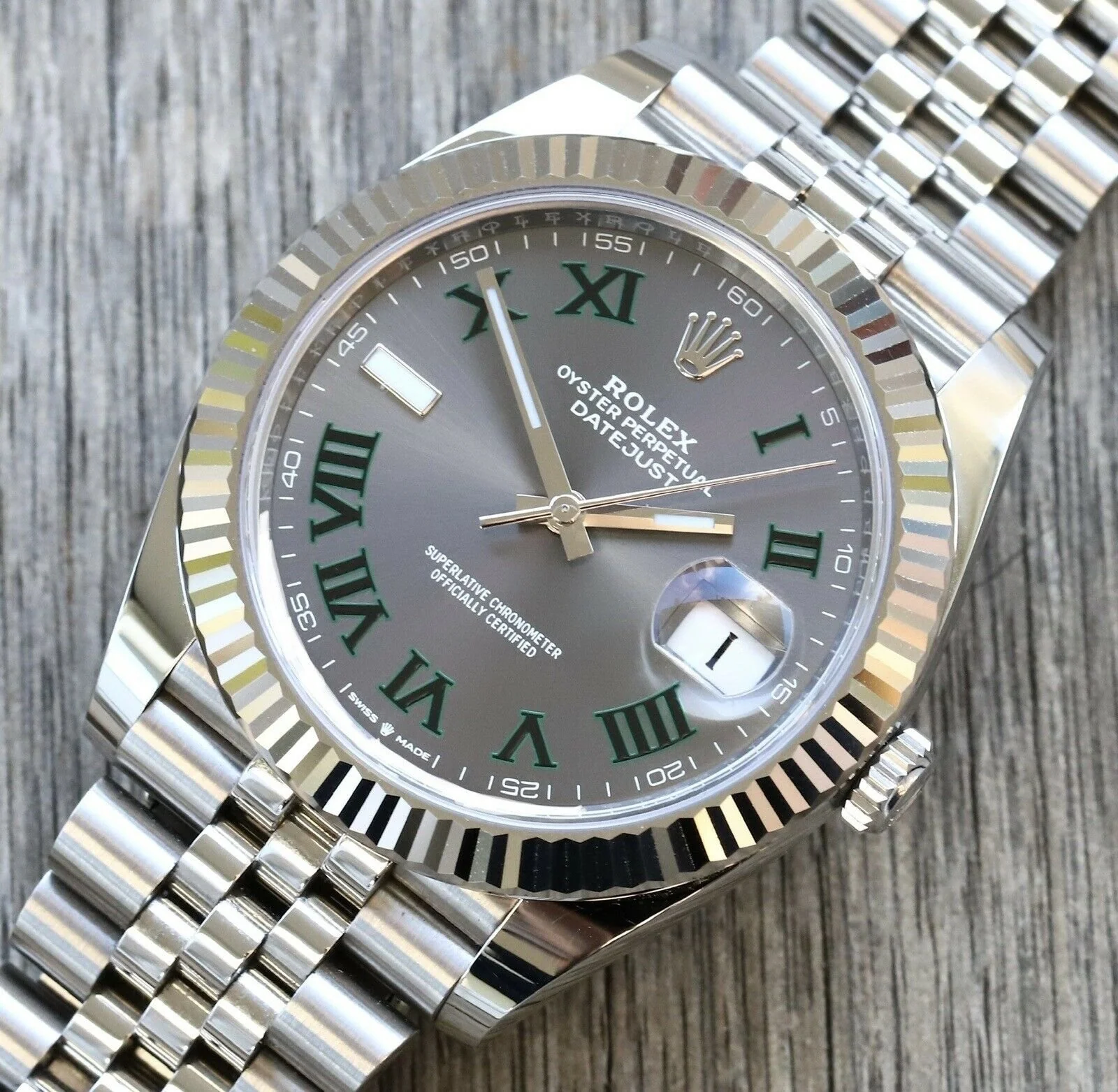 Superclone Rolex Datejust 41mm Rhodium Dial 126334  Wimbledon  Flutted / Jubilee - Bestter Watches