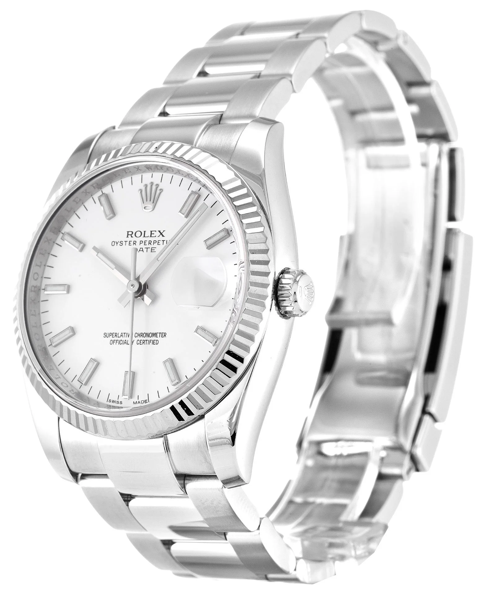 Rolex Oyster Perpetual Date 34mm White Dial 115234 - Bestter Watches