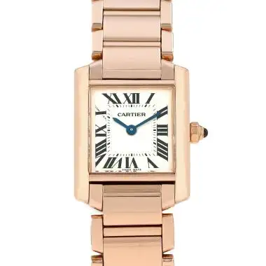 Cartier Tank Française Women Quartz Silver 18ct Rose Gold Watch WGTA0029 - Bestter Watches
