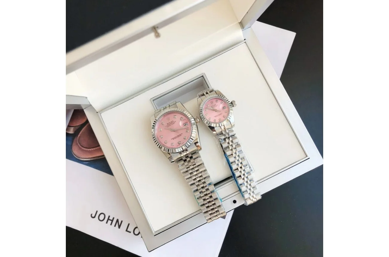 Couple Watches Rolex Datejust 36/28mm SS/SS Jub Pink/Dial - Bestter Watches