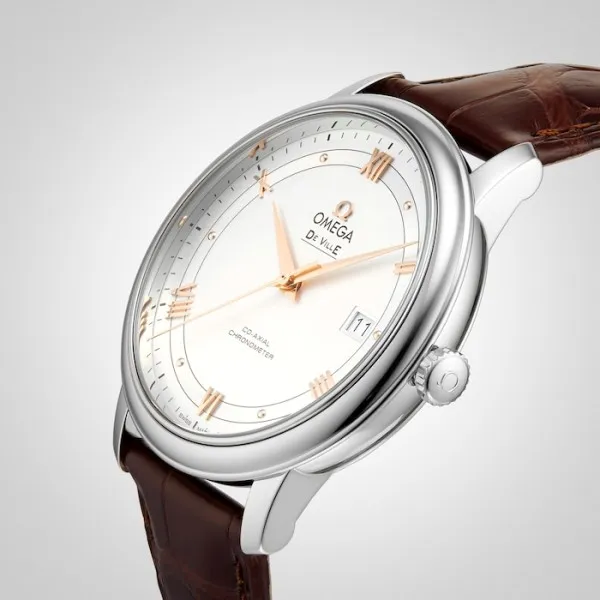 Omega De Ville Men Automatic Silver Leather Watch O42413402002002 - Bestter Watches