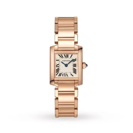 Cartier Tank Française Women Quartz Silver 18ct Rose Gold Watch WGTA0029 - Bestter Watches