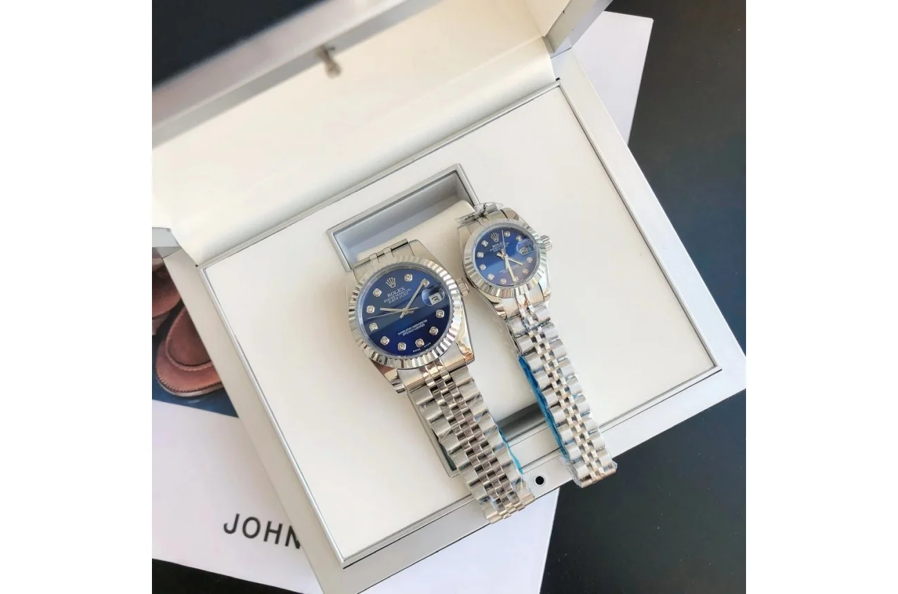 Couple Watches Rolex Datejust 36/28mm SS/SS Jub Blue/Dial - Bestter Watches