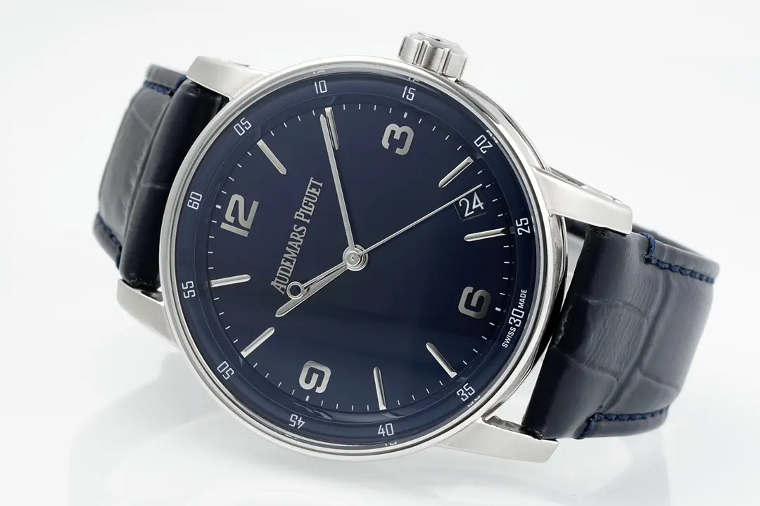 watch Audemars Piguet CODE 11.59 Blue Dial Three-Hand Automatic Watch with Leather Strap - Bestter Watches