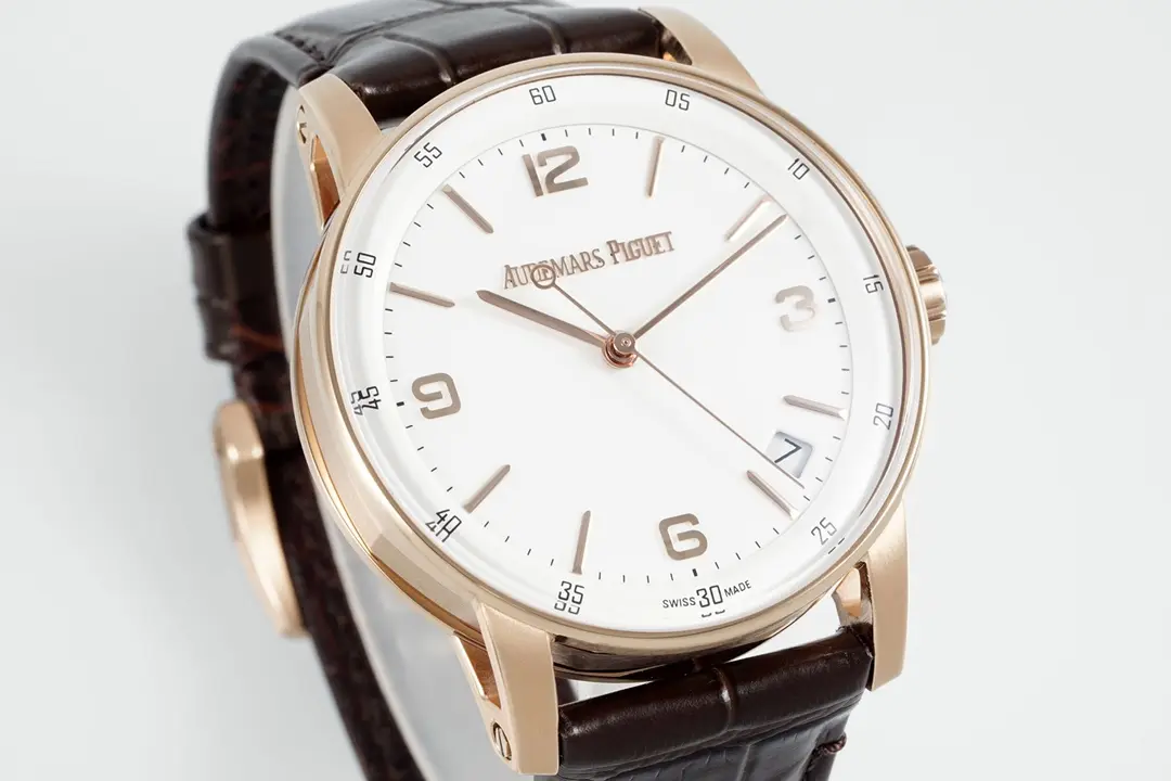 watch Audemars Piguet CODE 11.59 Blue Dial Three-Hand Automatic Watch   41mm Rose Gold Case with Brown Leather Strap - Bestter Watches