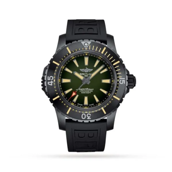 Breitling Superocean Men Automatic Green Rubber Watch V17369241L1S1 - Bestter Watches