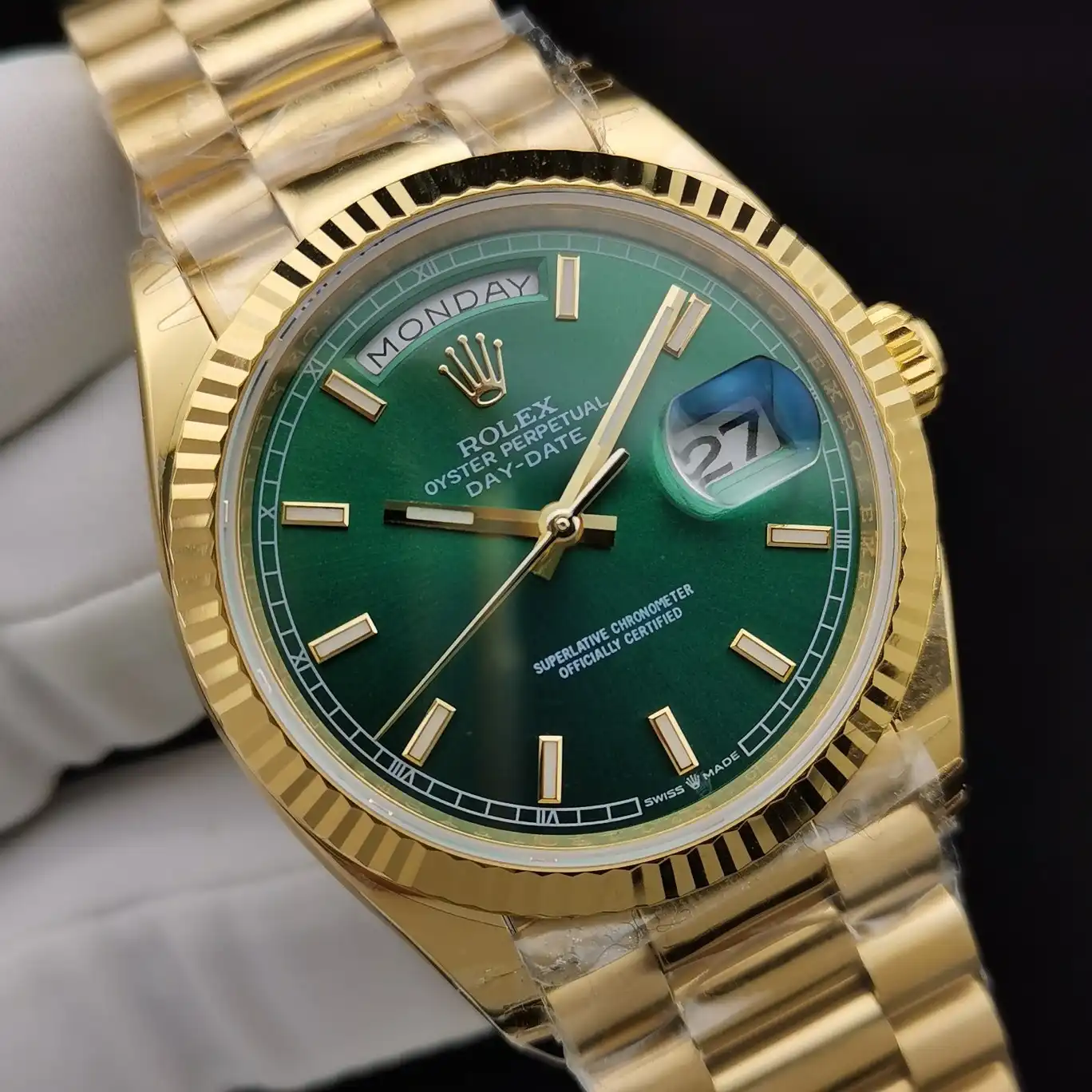 Rolex Day-Date II 36mm Green Dial 128238 - Bestter Watches