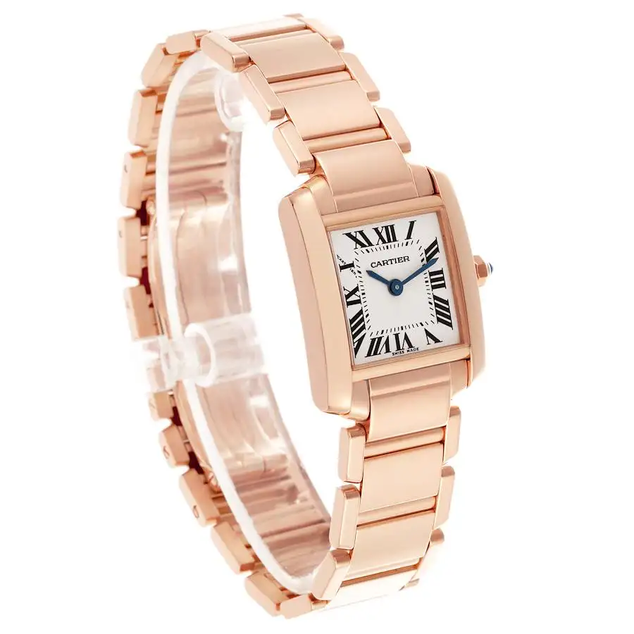 Cartier Tank Française Women Quartz Silver 18ct Rose Gold Watch WGTA0029 - Bestter Watches
