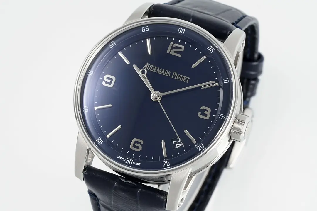 watch Audemars Piguet CODE 11.59 Blue Dial Three-Hand Automatic Watch with Leather Strap - Bestter Watches