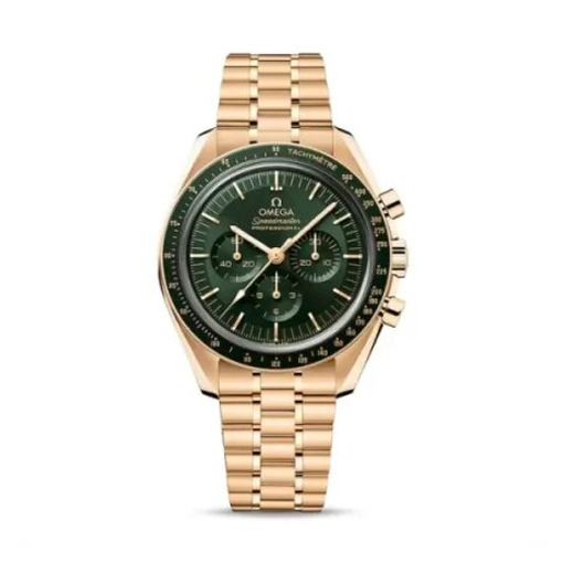 Omega Speedmaster Unisex Automatic Green 18ct Yellow Gold Watch O31060425010001 - Bestter Watches