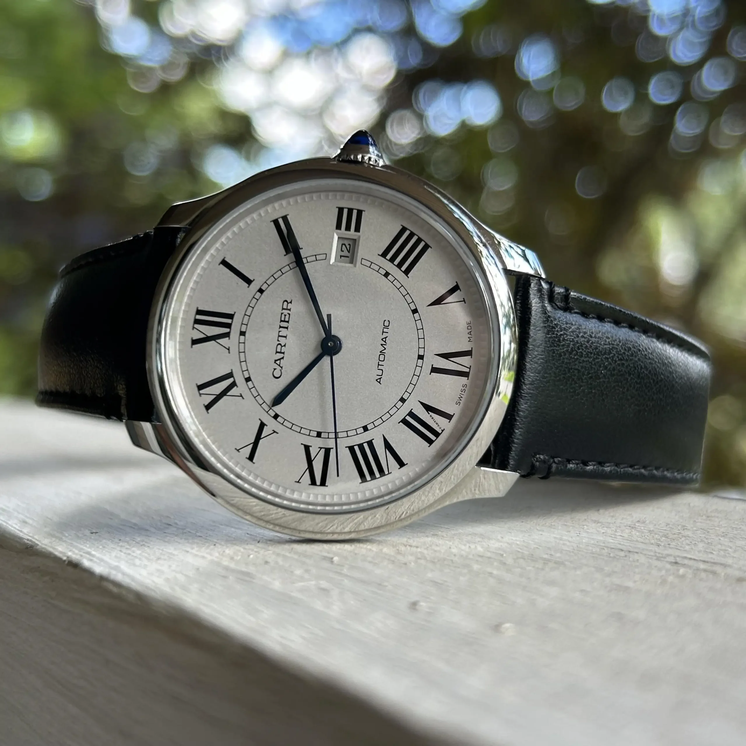 Cartier Ronde Must Men Quartz Silver Calf Watch WSRN0032 - Bestter Watches