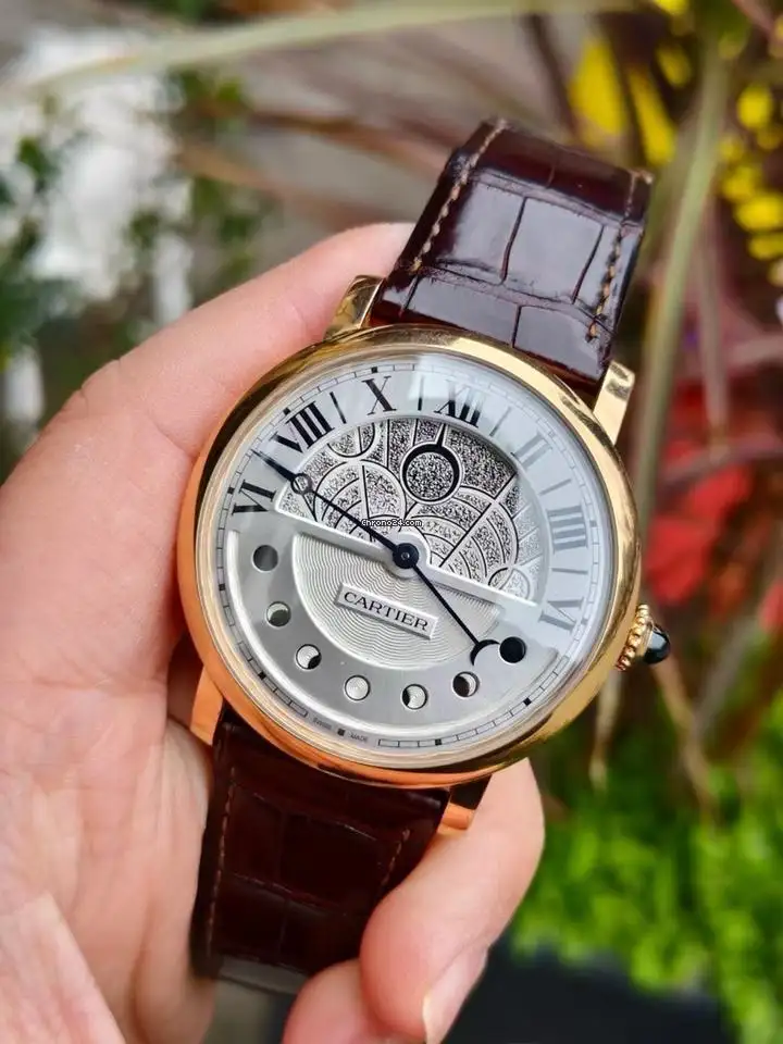 Cartier Ronde de Cartier Men Automatic Silver Leather Watch W1556243 - Bestter Watches