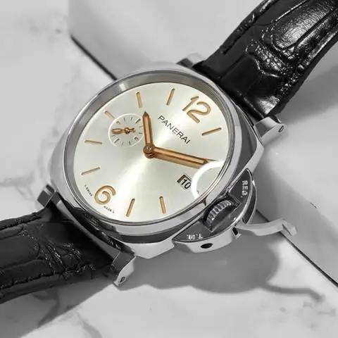 Panerai Luminor Due Men Automatic Ivory Alligator Watch PAM01249 - Bestter Watches