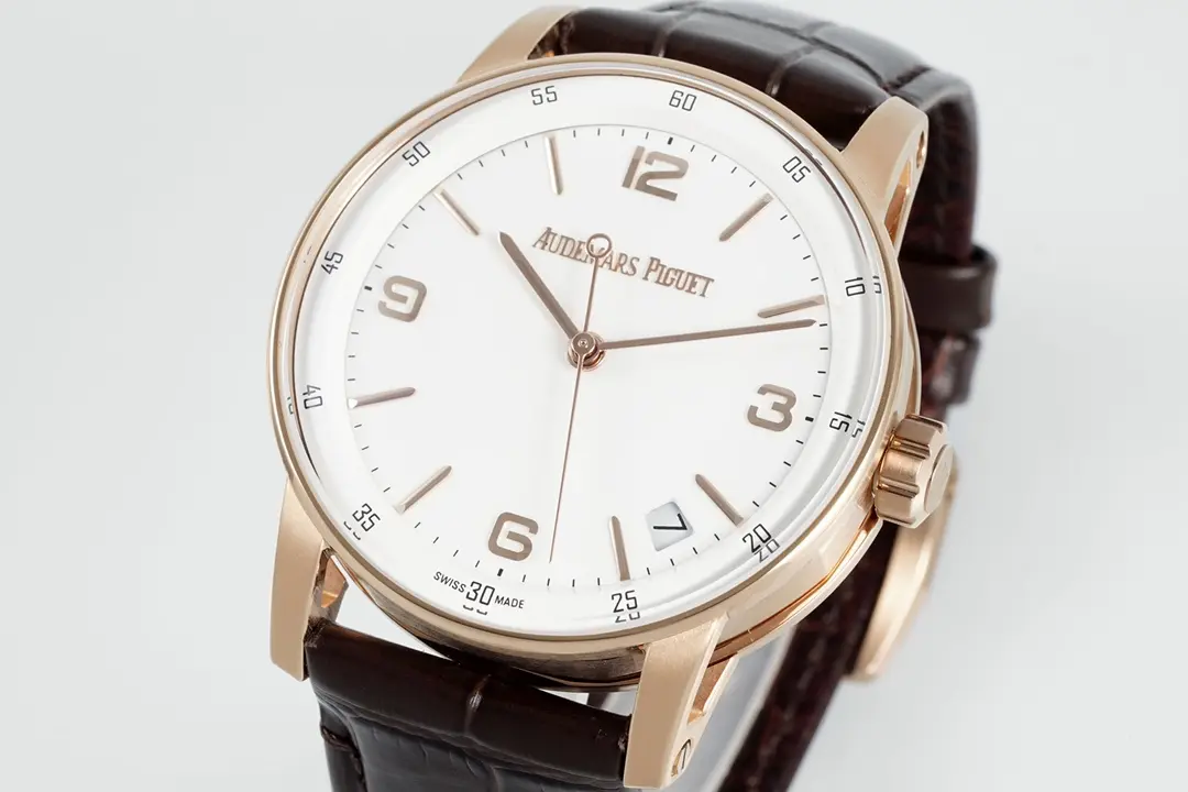 watch Audemars Piguet CODE 11.59 Blue Dial Three-Hand Automatic Watch   41mm Rose Gold Case with Brown Leather Strap - Bestter Watches