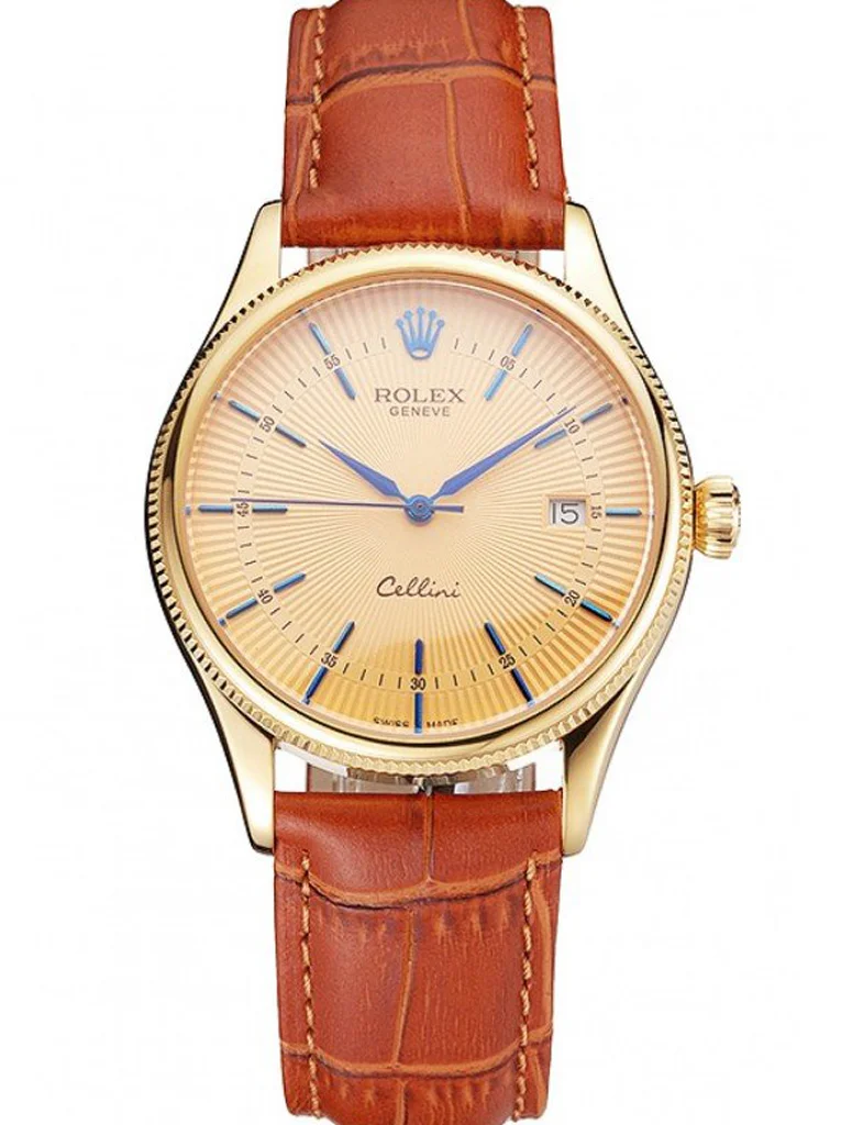 Superclone Rolex Cellini 38mm Gold Dial REP016797 - Bestter Watches