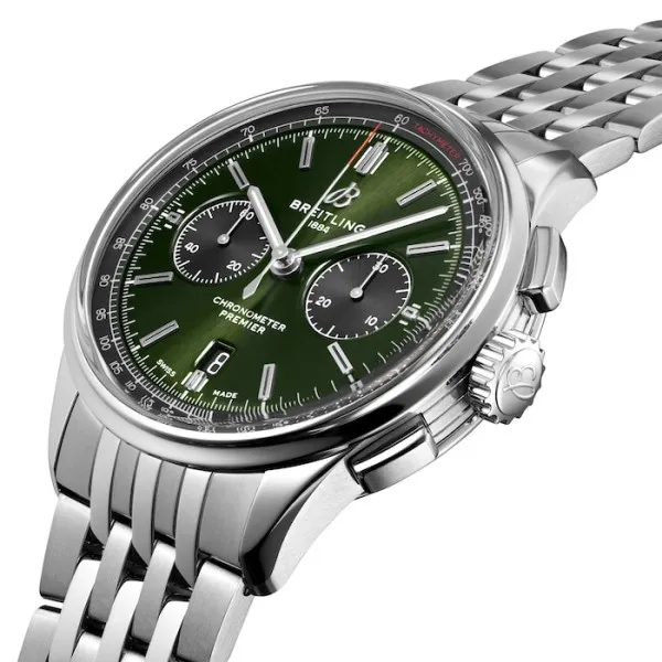 Breitling Premier Men Automatic Green Stainless Steel Watch AB0118221L1A1 - Bestter Watches