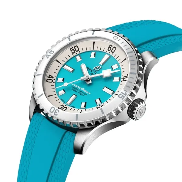 Breitling Superocean Unisex Automatic Turquoise Rubber Watch A17377211C1S1 - Bestter Watches