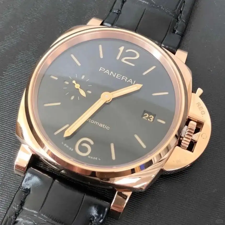 Panerai Luminor Due Men Automatic Black Alligator Watch PAM01029 - Bestter Watches