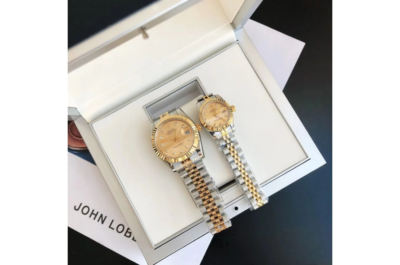 Couple Watches Rolex Datejust 36/28mm RG/SS Jub Gold/Dial - Bestter Watches