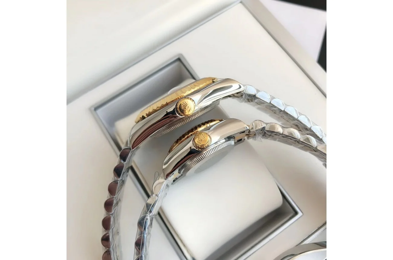 Couple Watches Rolex Datejust 36/28mm RG/SS Jub Black/Dia - Bestter Watches