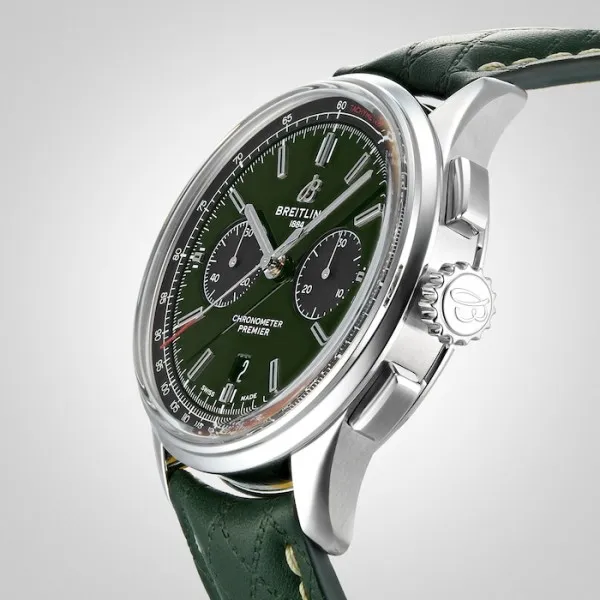 Breitling Premier Bentley Men Automatic Green Leather Watch AB0118A11L1X1 - Bestter Watches