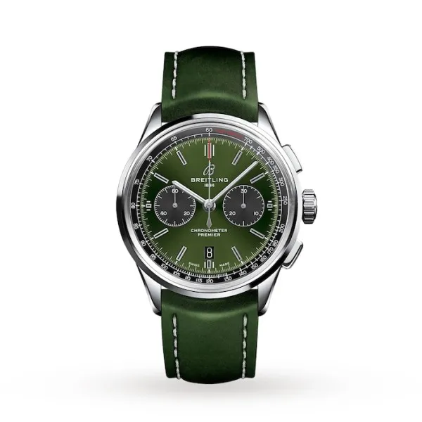 Breitling Premier Bentley Men Automatic Green Leather Watch AB0118A11L1X1 - Bestter Watches