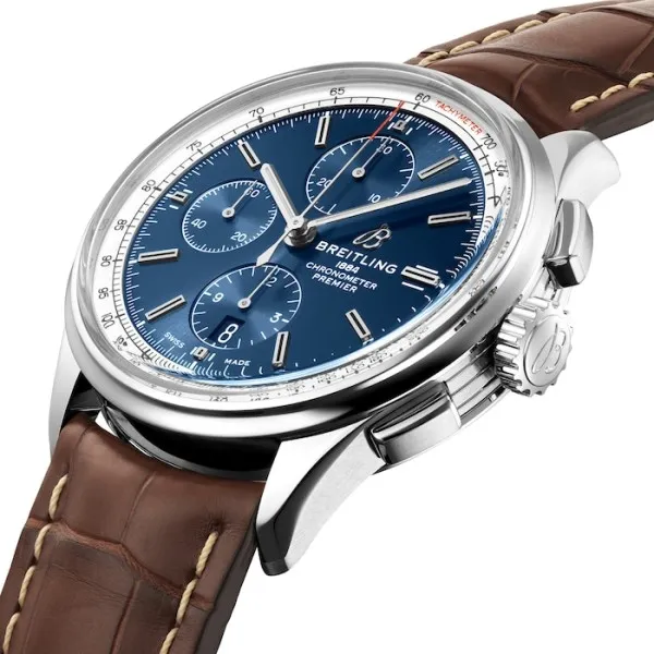 Breitling Premier Men Automatic Blue Crocodile Watch A13315351C1P1 - Bestter Watches