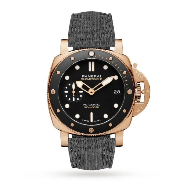Panerai Submersible Men Automatic Black Alligator Watch PAM00974 - Bestter Watches