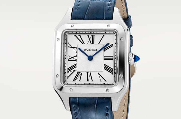 Cartier Santos-Dumont Women Quartz Silver Alligator Watch WSSA0023 - Bestter Watches