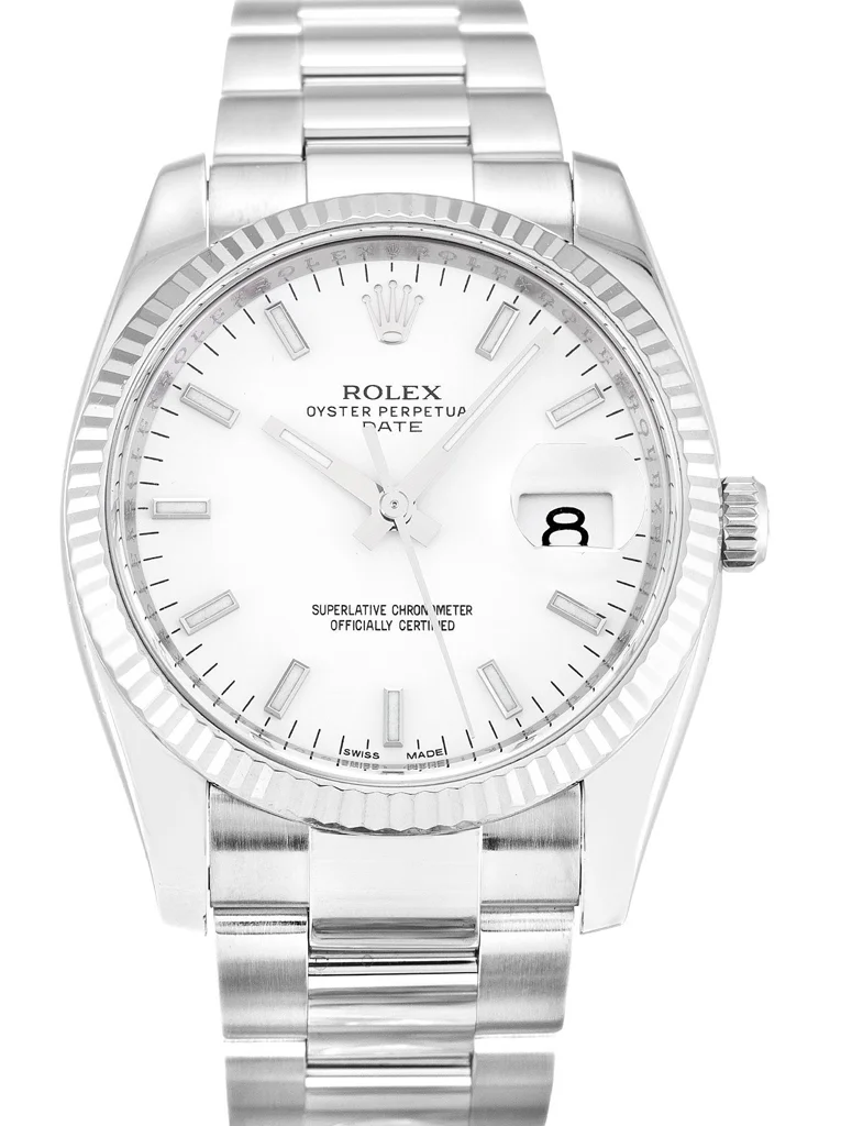 Rolex Oyster Perpetual Date 34mm White Dial 115234 - Bestter Watches