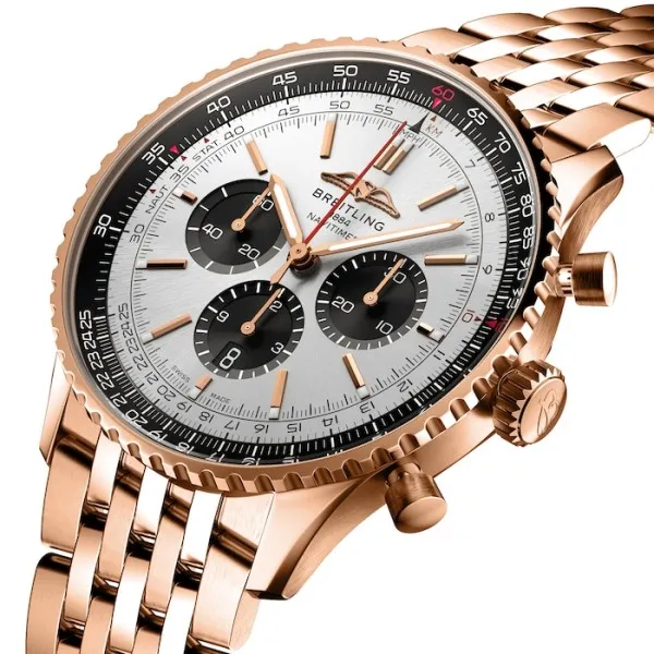 Breitling Navitimer Men Automatic Silver 18ct Rose Gold Watch RB0137241G1R1 - Bestter Watches