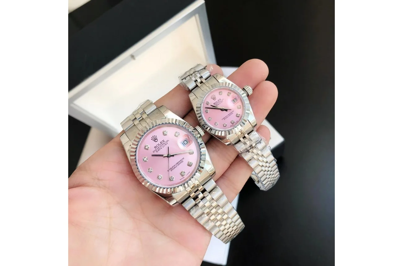 Couple Watches Rolex Datejust 36/28mm SS/SS Jub Pink/Dial - Bestter Watches