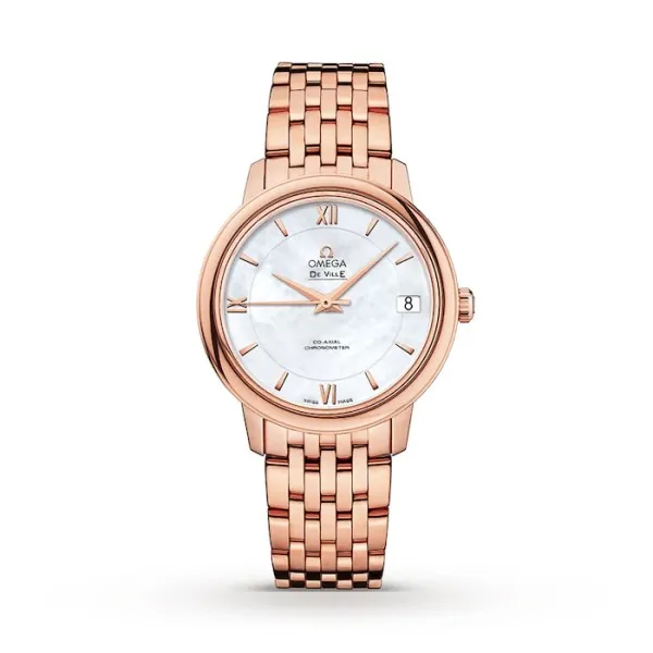 Omega De Ville Women Automatic Mother of Pearl 18ct Rose Gold Watch O42450332005002 - Bestter Watches
